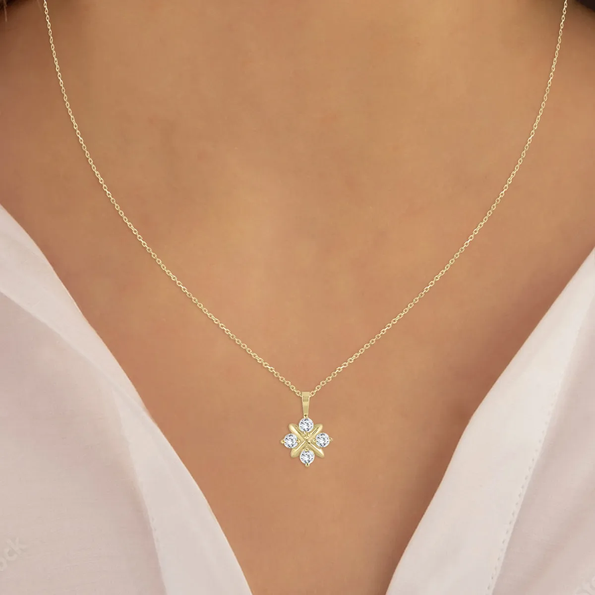 1 Ctw Natural Diamond Snowflake Pendant In 10K Yellow Gold