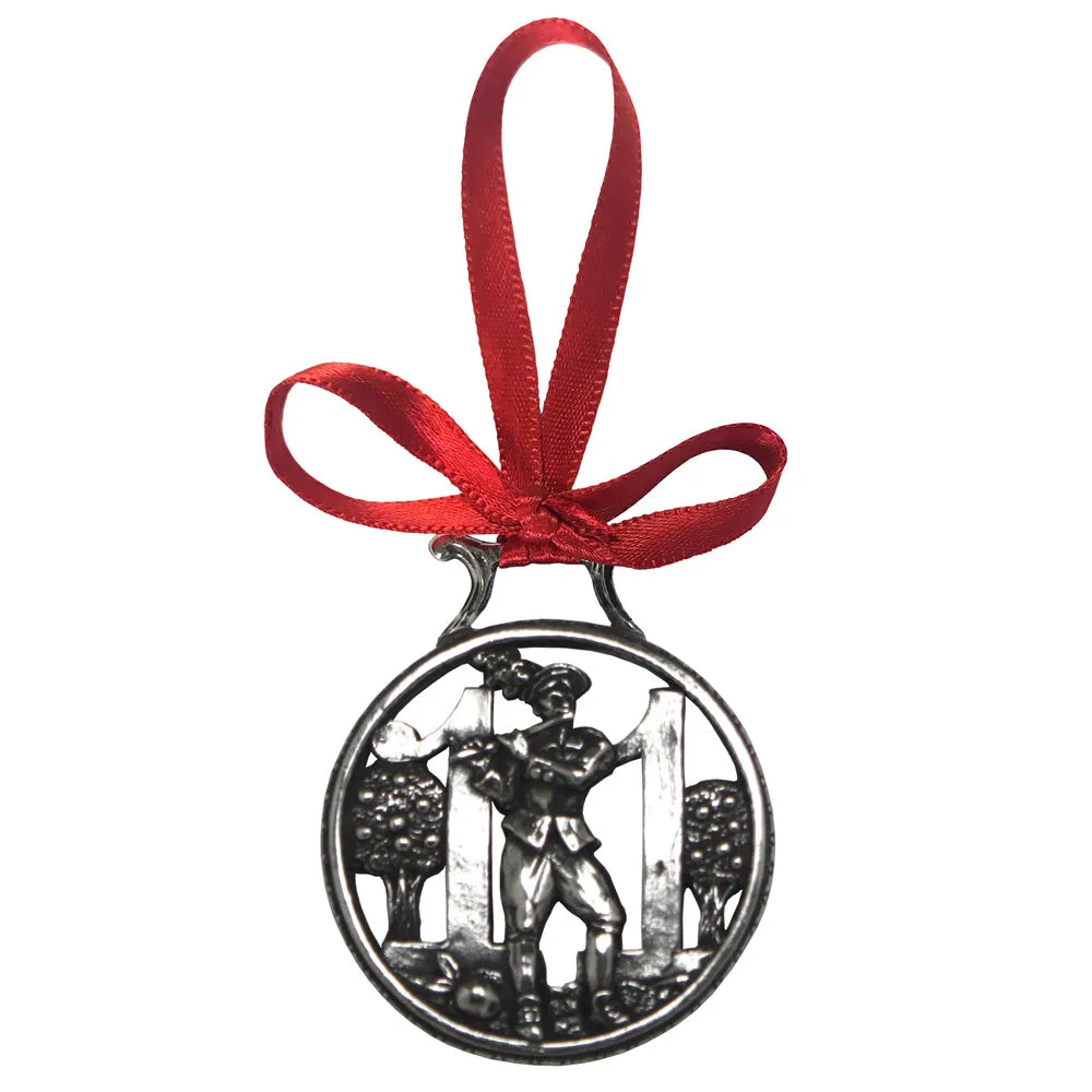 11th Day Of Christmas Tree Pewter Ornament Bauble Decoration