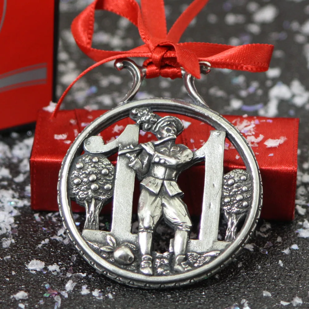 11th Day Of Christmas Tree Pewter Ornament Bauble Decoration