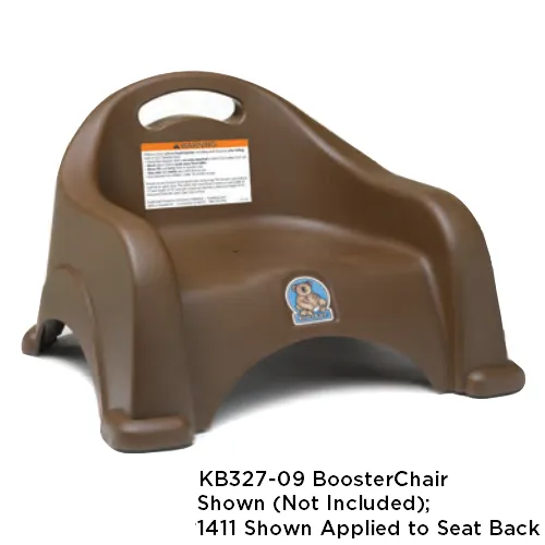 1411 - WARNING LABEL for KB854/KB855 Restaurant Booster, KB116/KB117 Booster Buddy, and KB327 Booster Chair