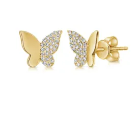 14k Half Pave Butterfly Studs