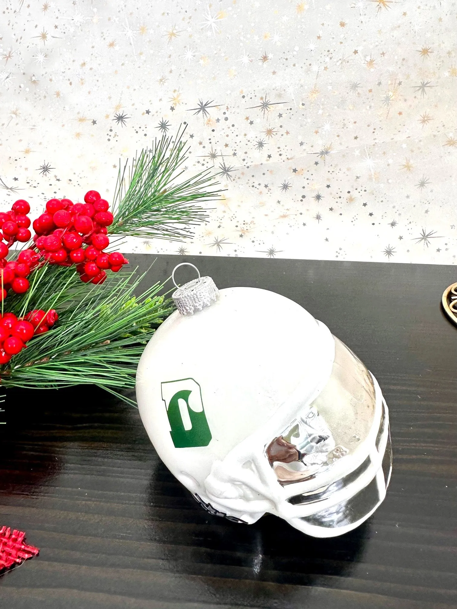 3 1/2" (89mm) Glass Football Helmet Figurine Ornaments, Porcelain White, 1/Box, 12/Case, 12 Pieces