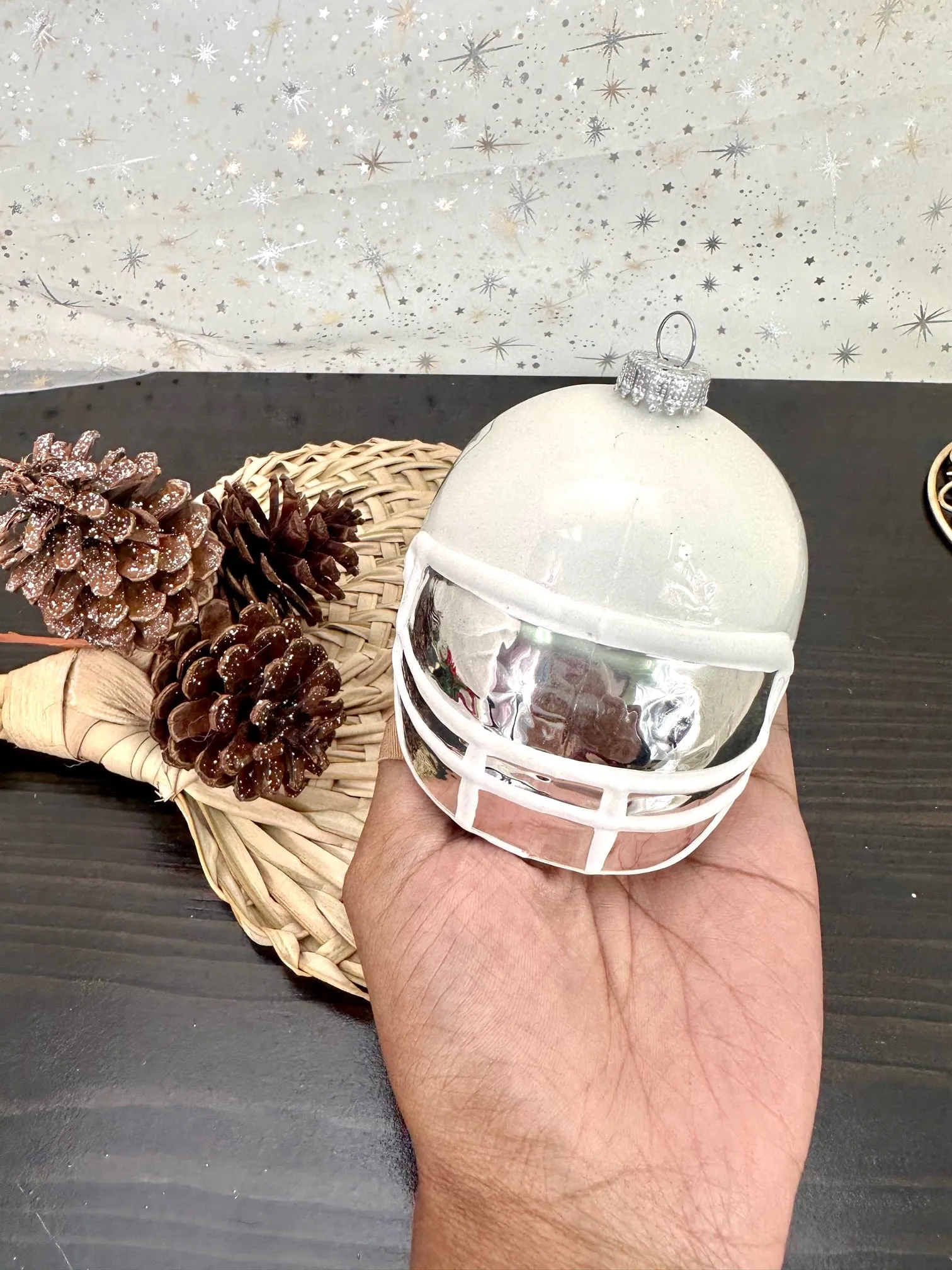 3 1/2" (89mm) Glass Football Helmet Figurine Ornaments, Porcelain White, 1/Box, 12/Case, 12 Pieces
