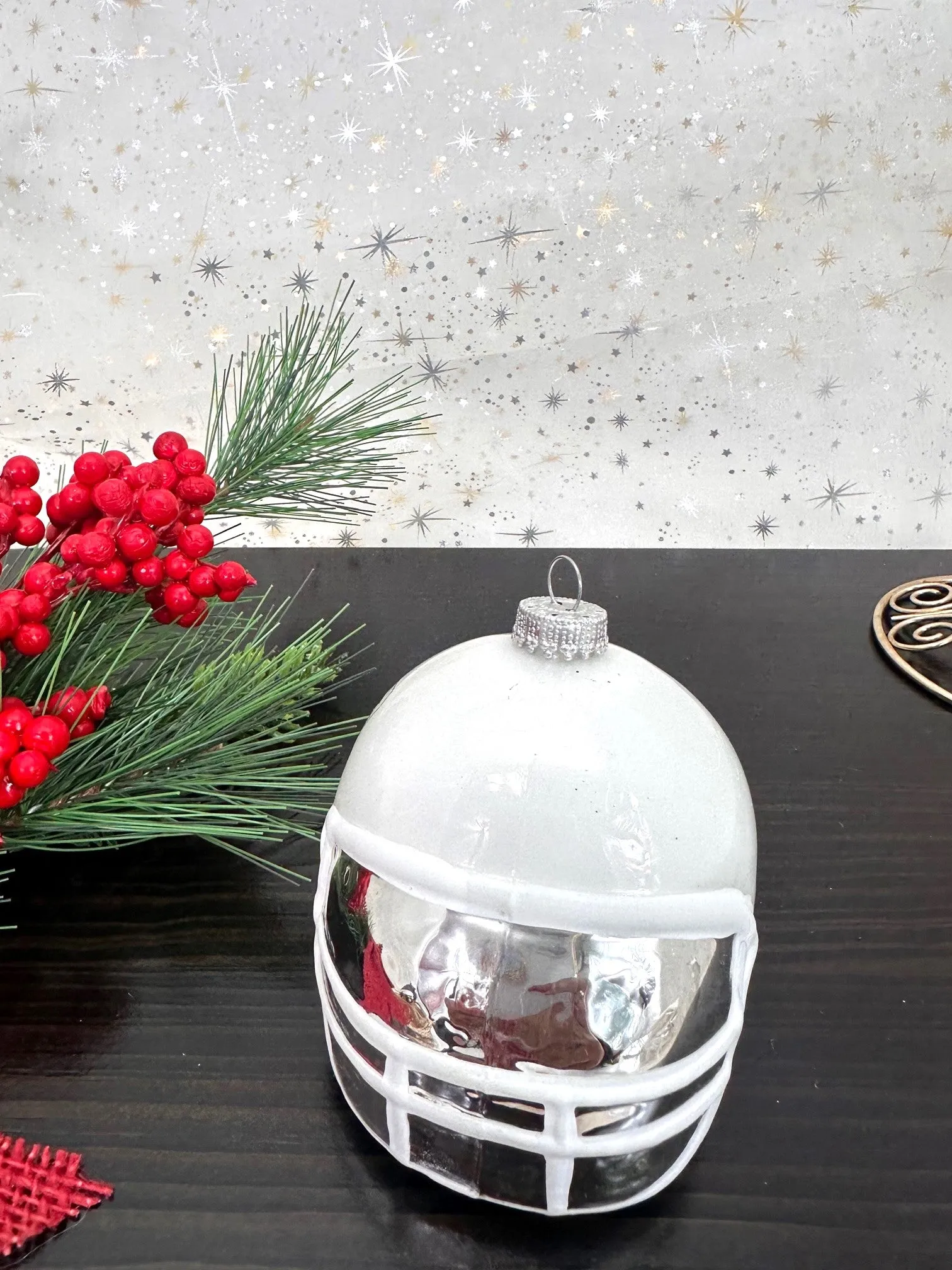3 1/2" (89mm) Glass Football Helmet Figurine Ornaments, Porcelain White, 1/Box, 12/Case, 12 Pieces