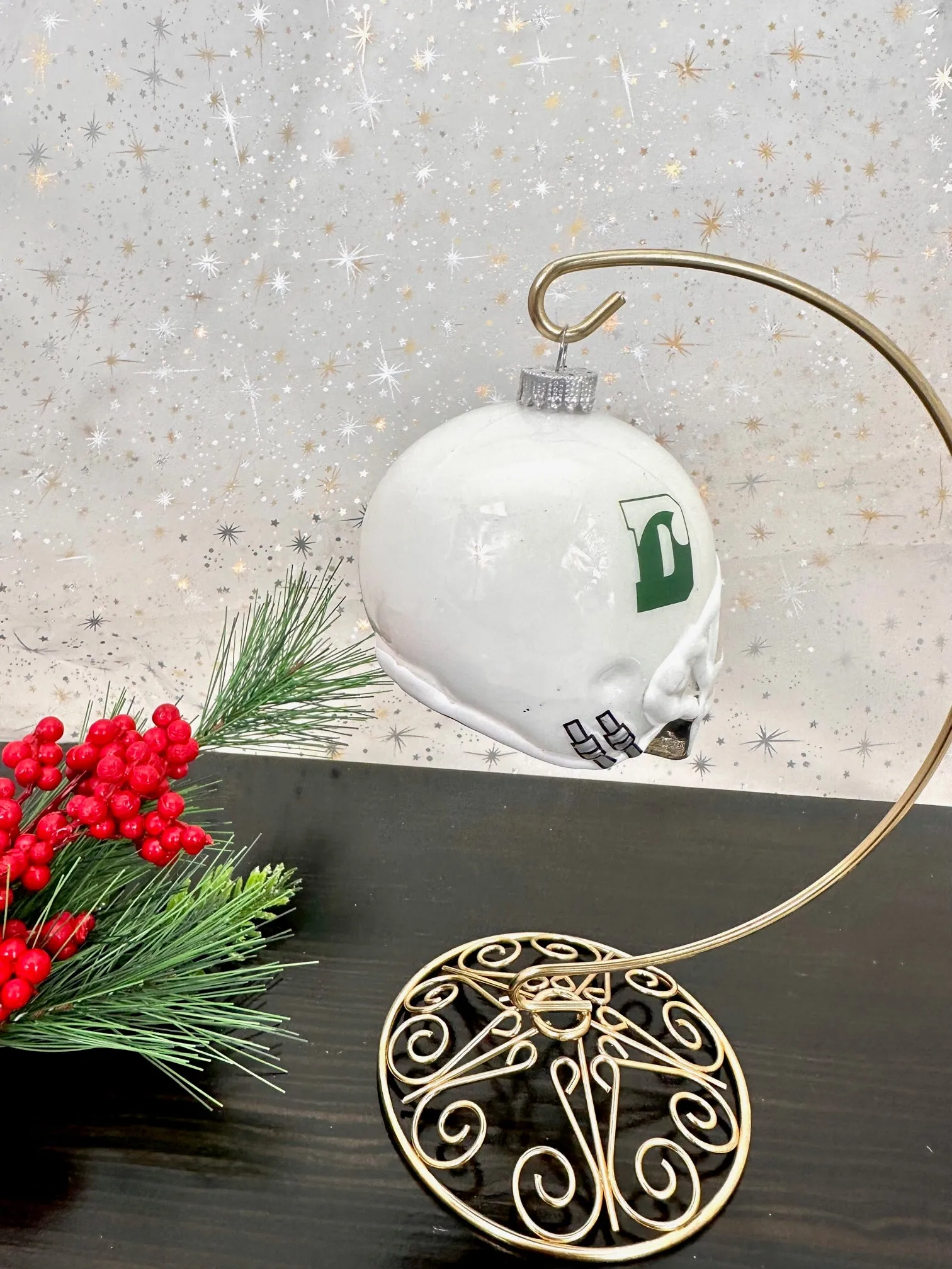 3 1/2" (89mm) Glass Football Helmet Figurine Ornaments, Porcelain White, 1/Box, 12/Case, 12 Pieces