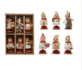 4"H Foam, Wood Bead & Paper Vintage Reproduction Marching Band, Set of 6