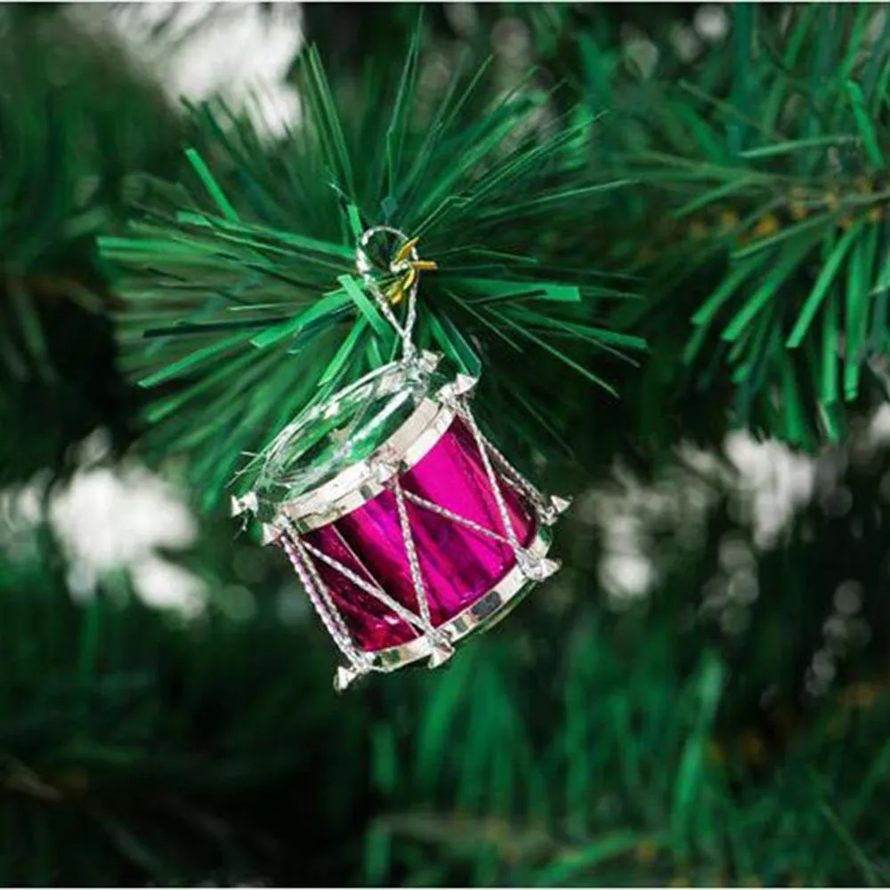 6PC 5Cm Christmas Decorative Drums Plastic Christmas Tree Hanging Ornament