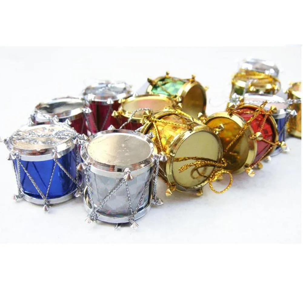 6PC 5Cm Christmas Decorative Drums Plastic Christmas Tree Hanging Ornament