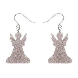 Angel Glitter Drop Earrings - Silver