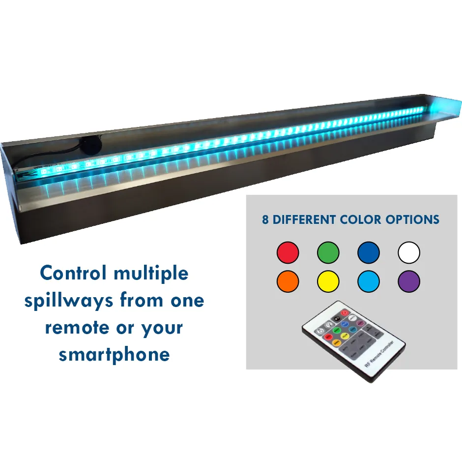 Anjon Stainless Steel NiteFalls Spillways with Optional Color-Changing Lights