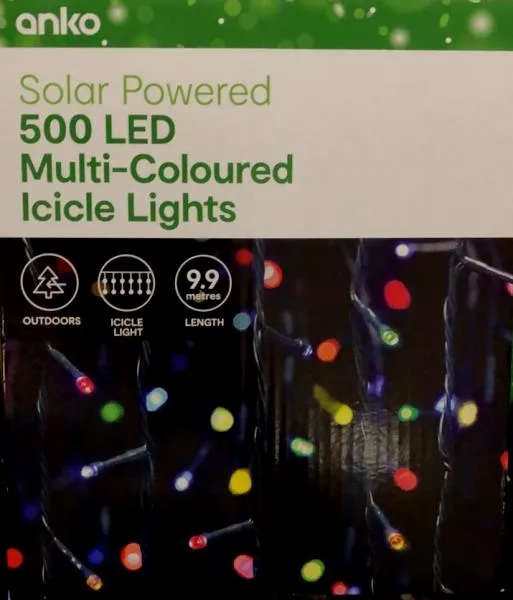 Anko Efficient Solar-Powered 500 LED ICICLE Lights