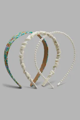 Assorted Embellished Headband For Girls (Pack Of 3)