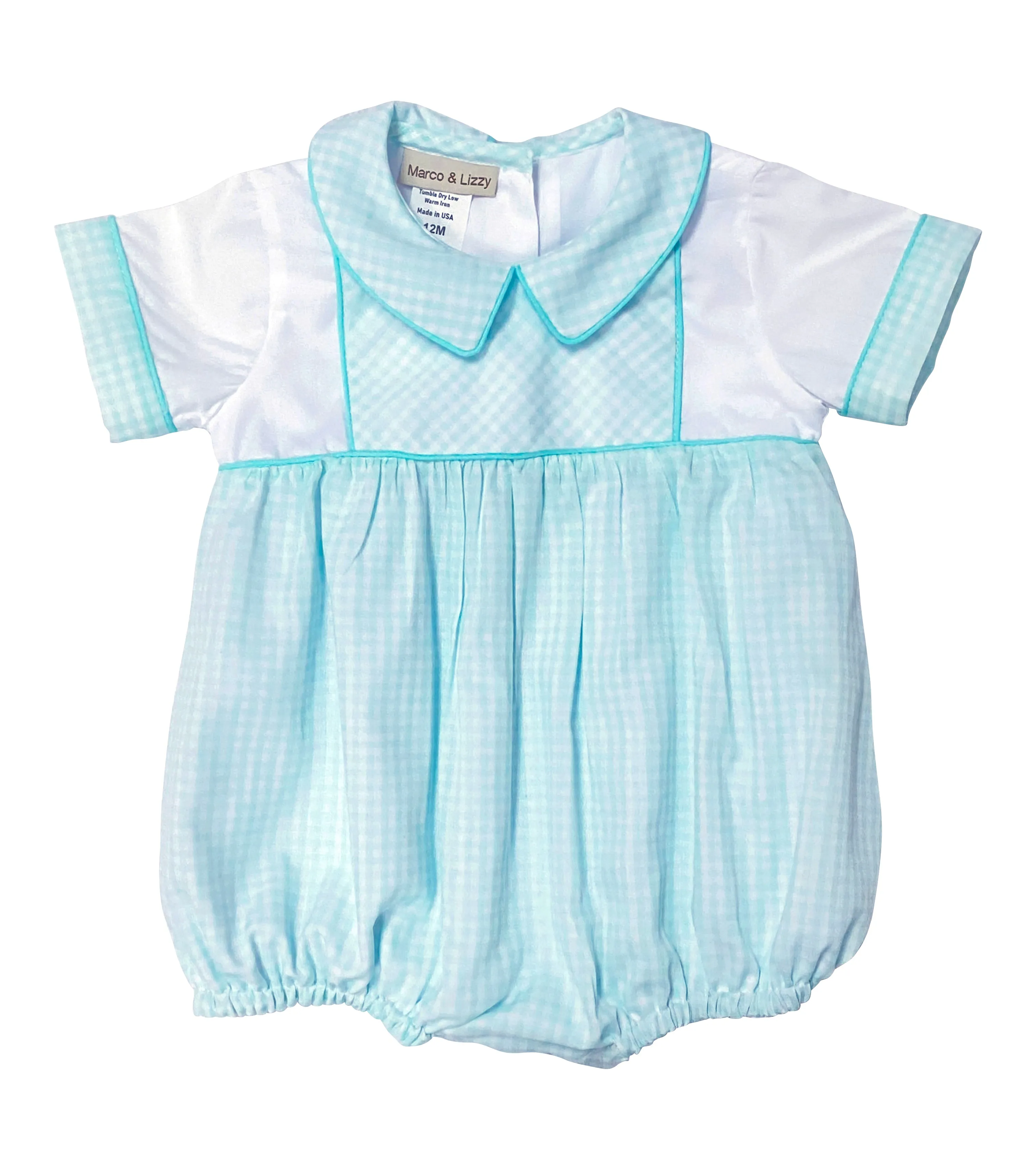 Baby Boy's Mint Green Checkered Romper