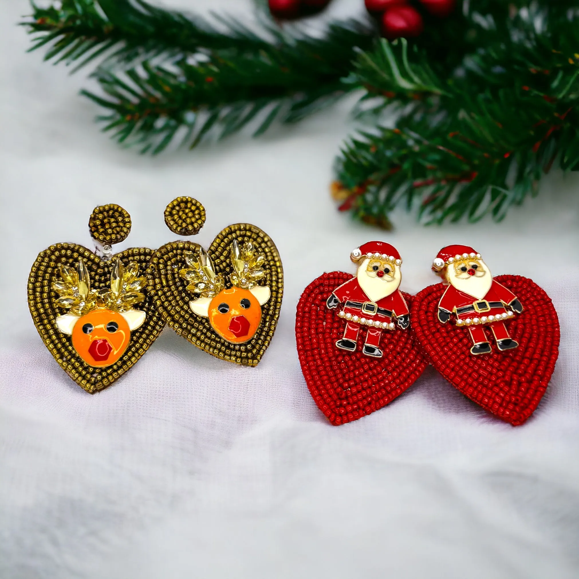 Beaded Christmas Earrings, Santa Claus Earrings, Reindeer Earrings, Christmas Earrings, Christmas Jewelry, Christmas Jewelry, Handmade Earrings, Beaded Earrings