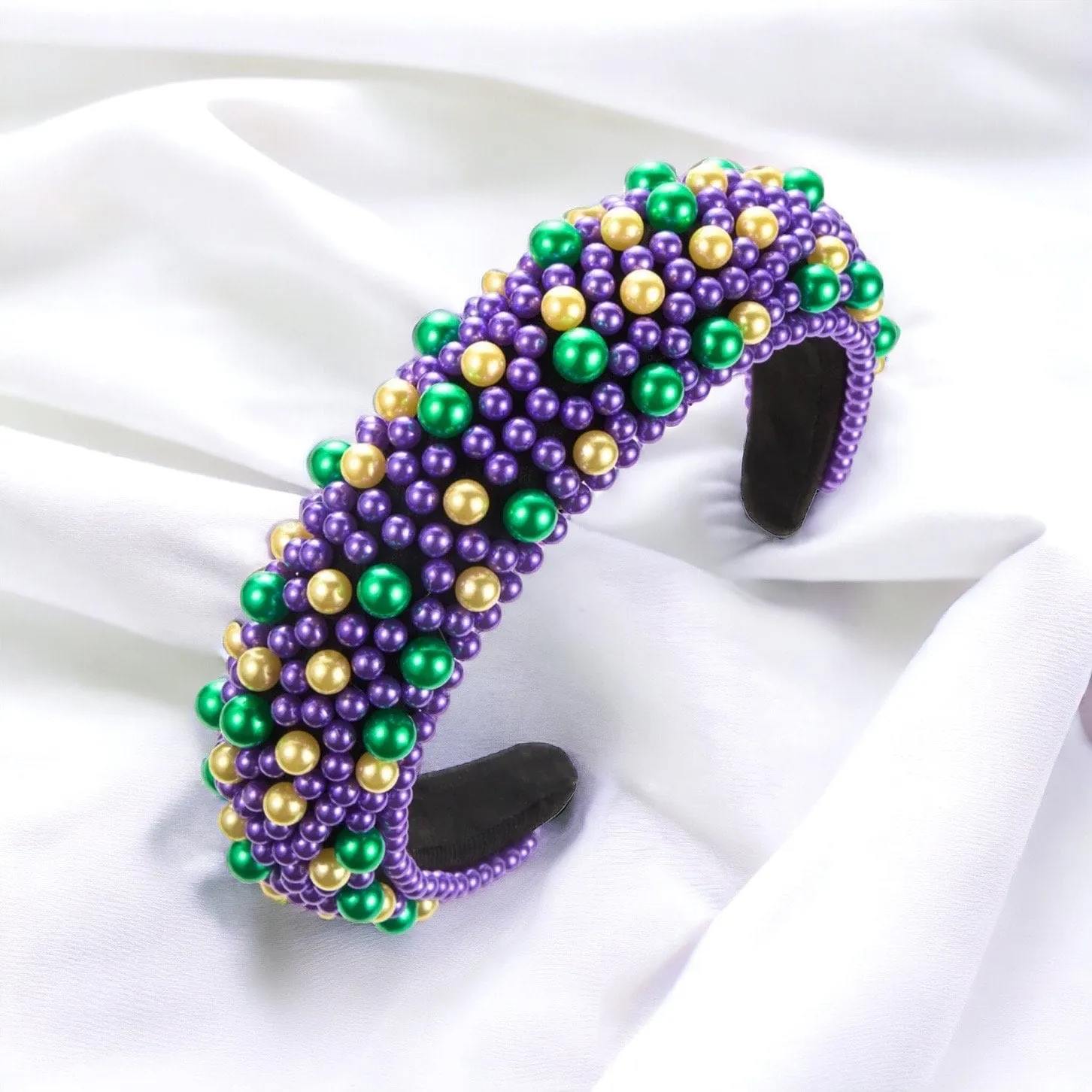 Beaded Mardi Gras Headband - Purple Green Gold, Mardi Gras Headpiece, Mardi Gras Accessories, Beaded Headband, New Orleans, Carnival Time