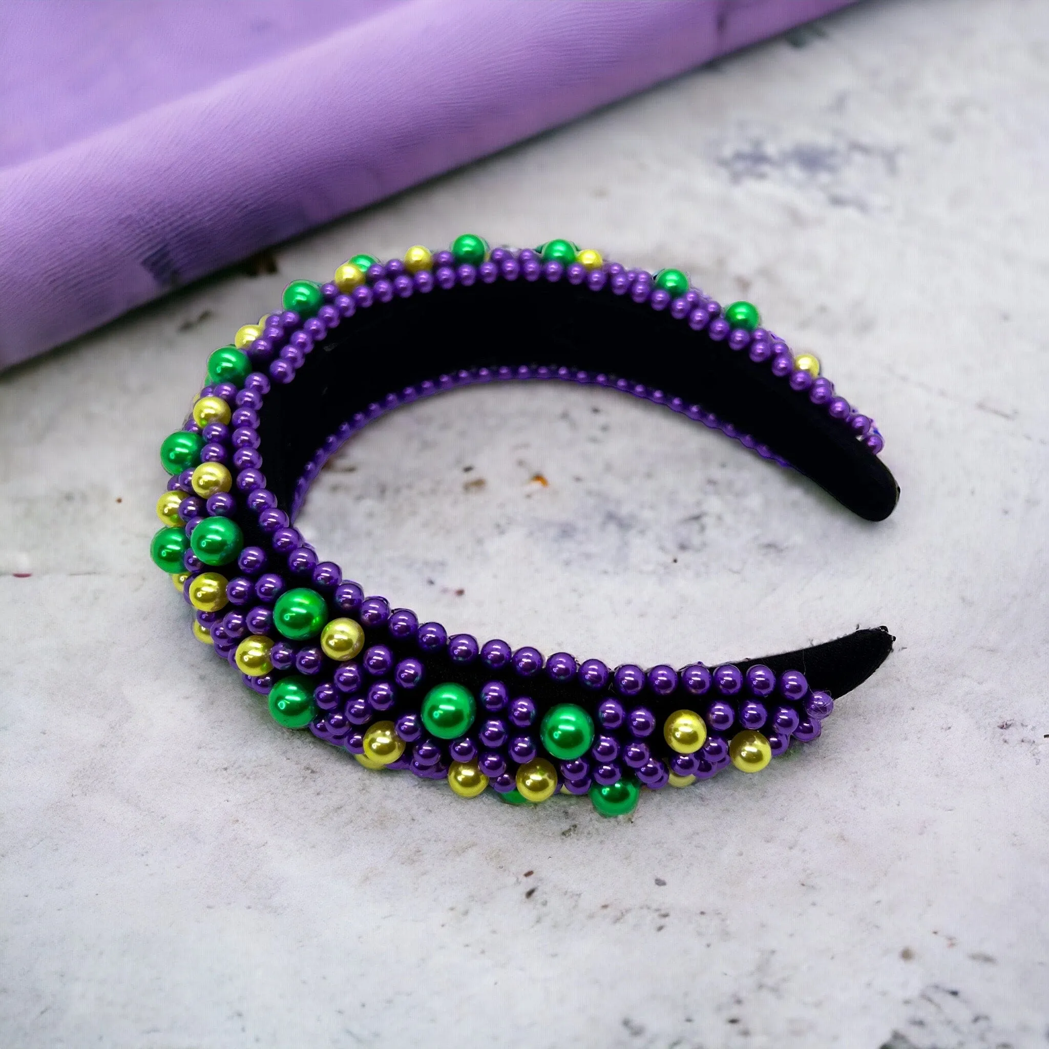 Beaded Mardi Gras Headband - Purple Green Gold, Mardi Gras Headpiece, Mardi Gras Accessories, Beaded Headband, New Orleans, Carnival Time