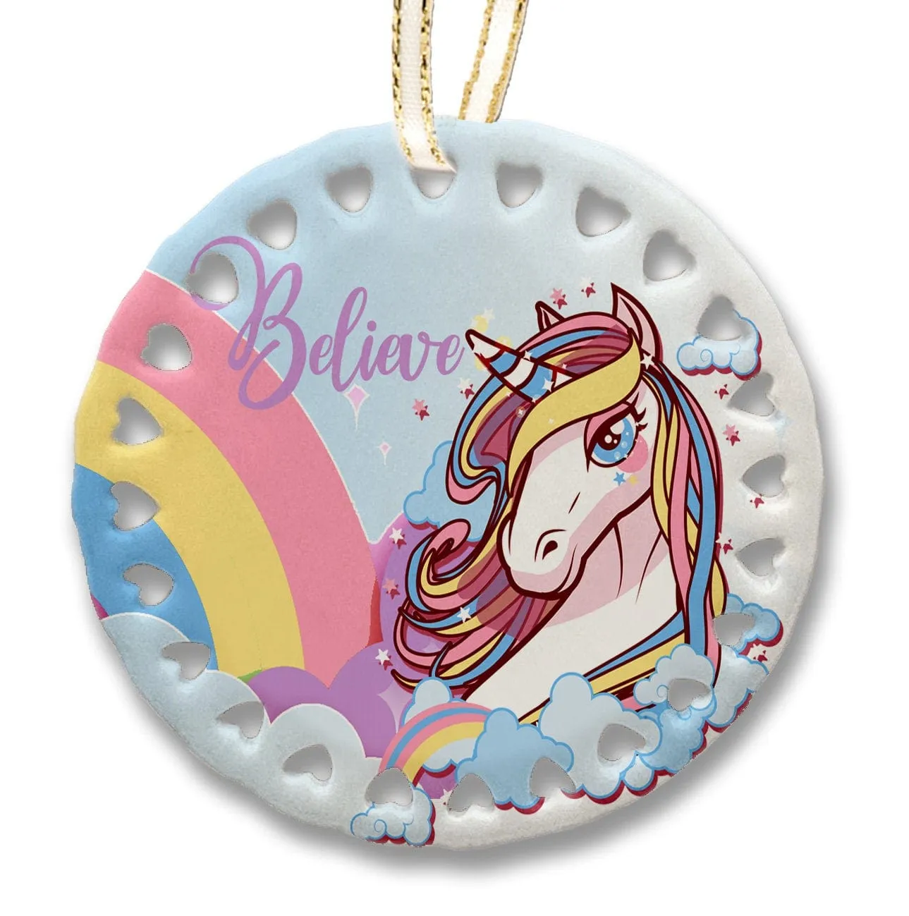 Beautiful Unicorn Christmas Ornament Personalized with Name Birthday Christmas Party Gifts Kids Girls Christmas Tree Decor Believe Unicorns