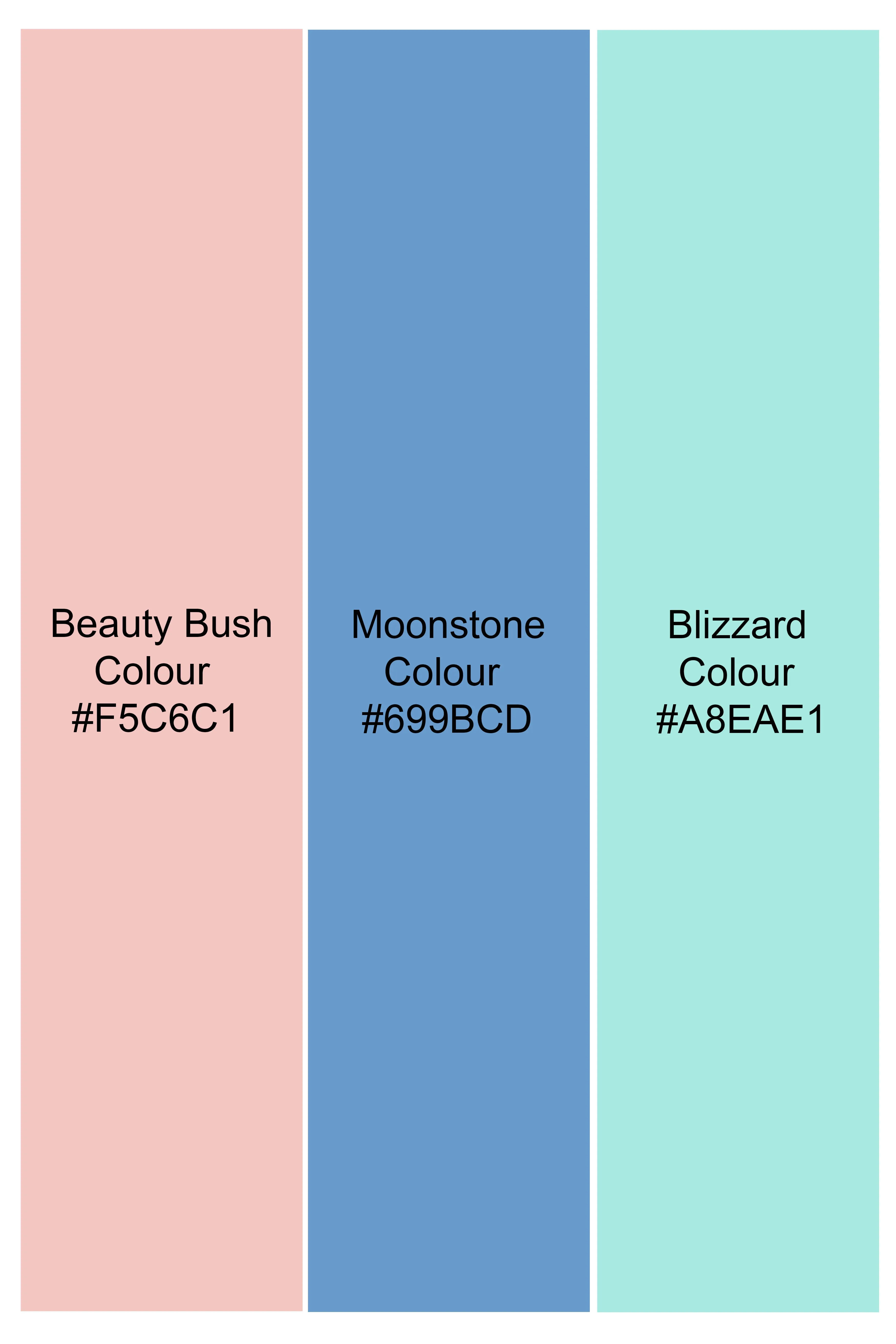 Beauty Pink and Moonstone Blue Twill Checkered Premium Cotton Shirt