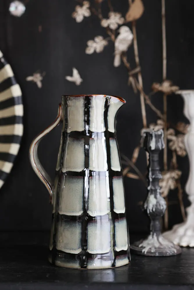 Black & White Checkered Water Jug