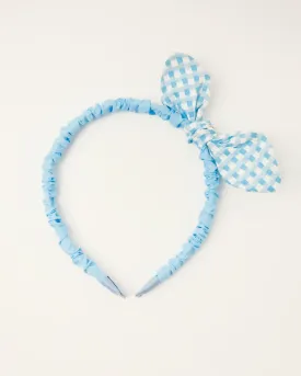 Blue Check Bow Headband