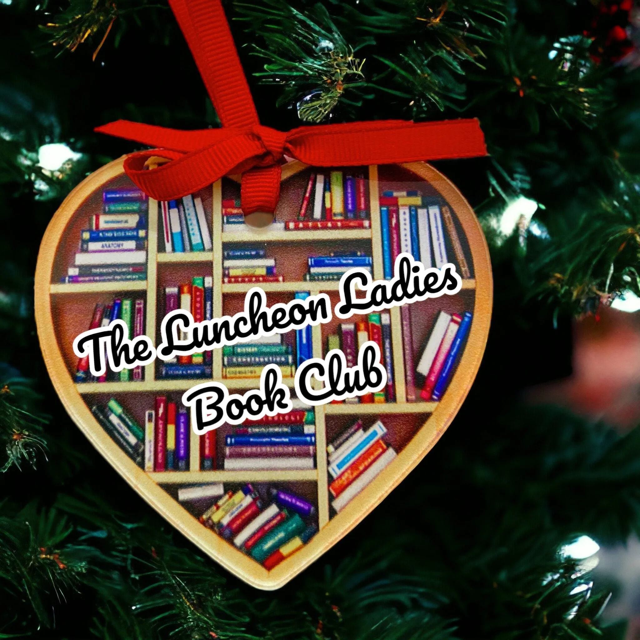 Christmas Book Club Ornament - Holiday Themed Sublimation Ornament Ideal for Librarians and Book Lovers, Emphasizes Love for Reading