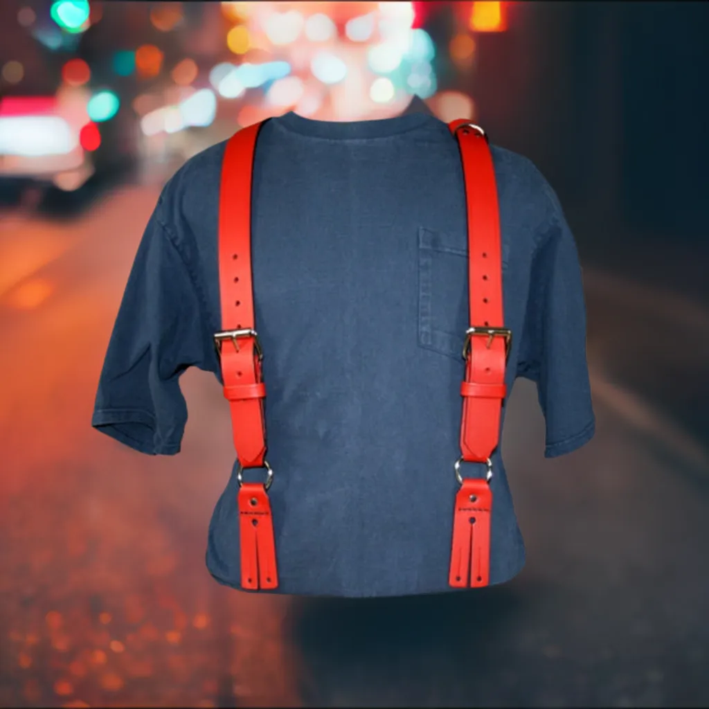 Boston Leather Firefighter's Suspenders -  Button Attachment