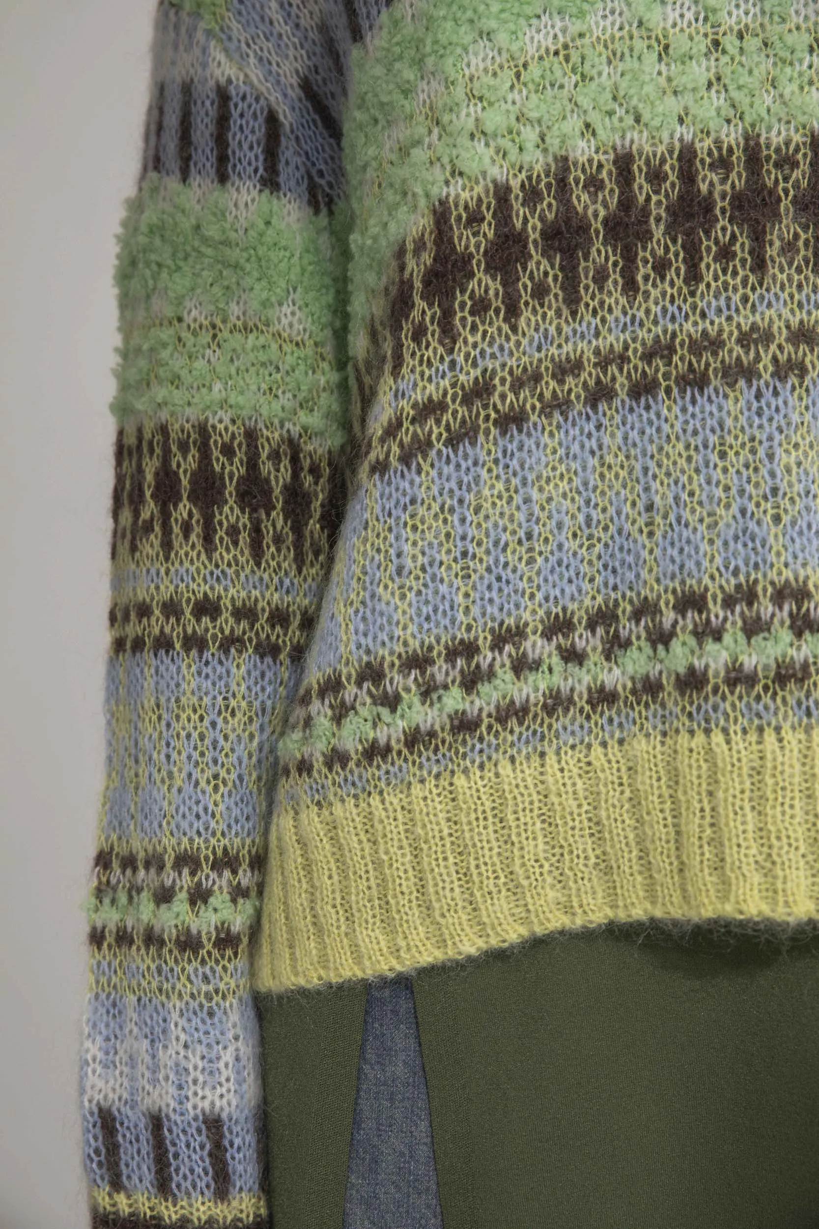 BOUSSOLE Fair Isle Jq Multi Color Long Sleeve Top
