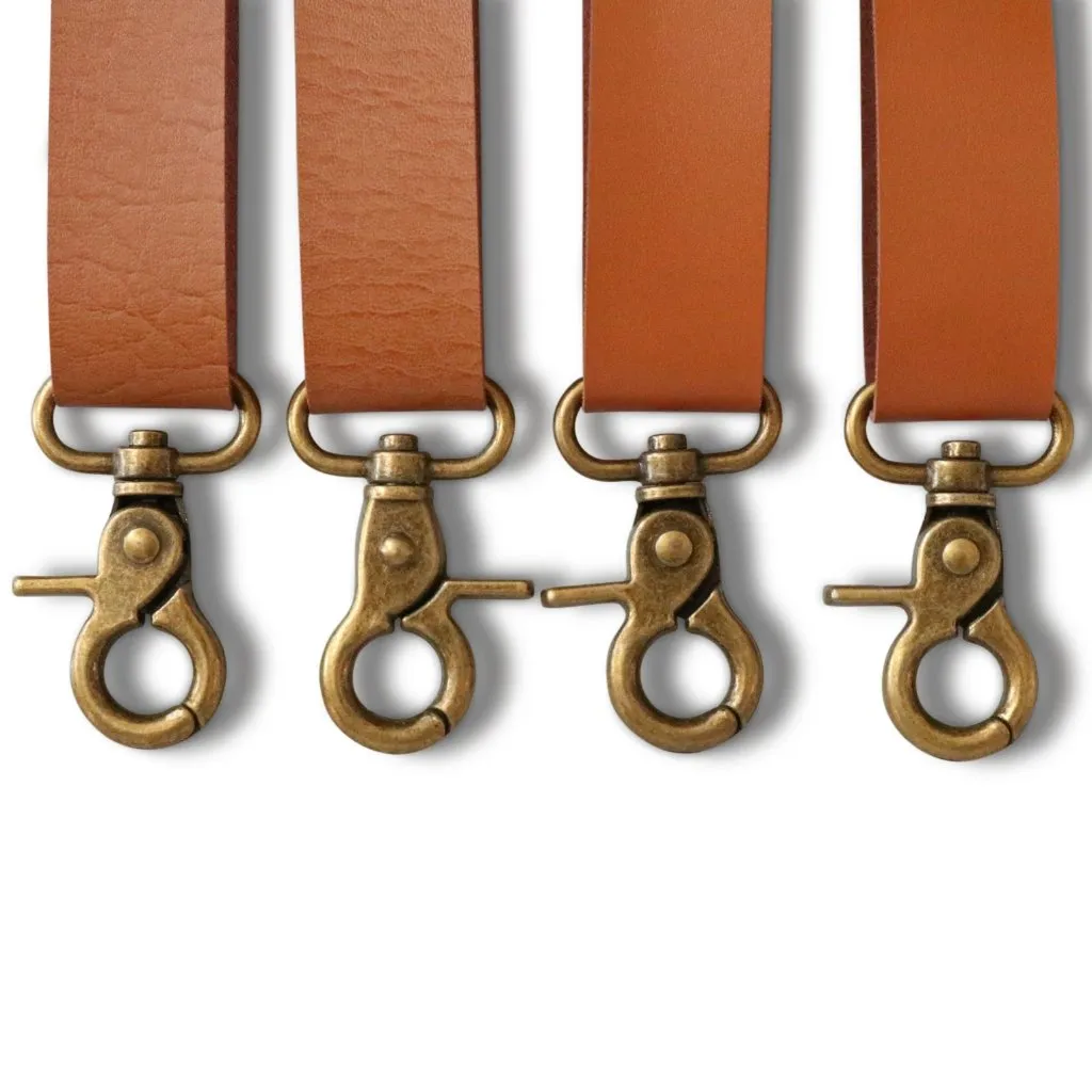 Caramel Hook Faux Leather Suspenders