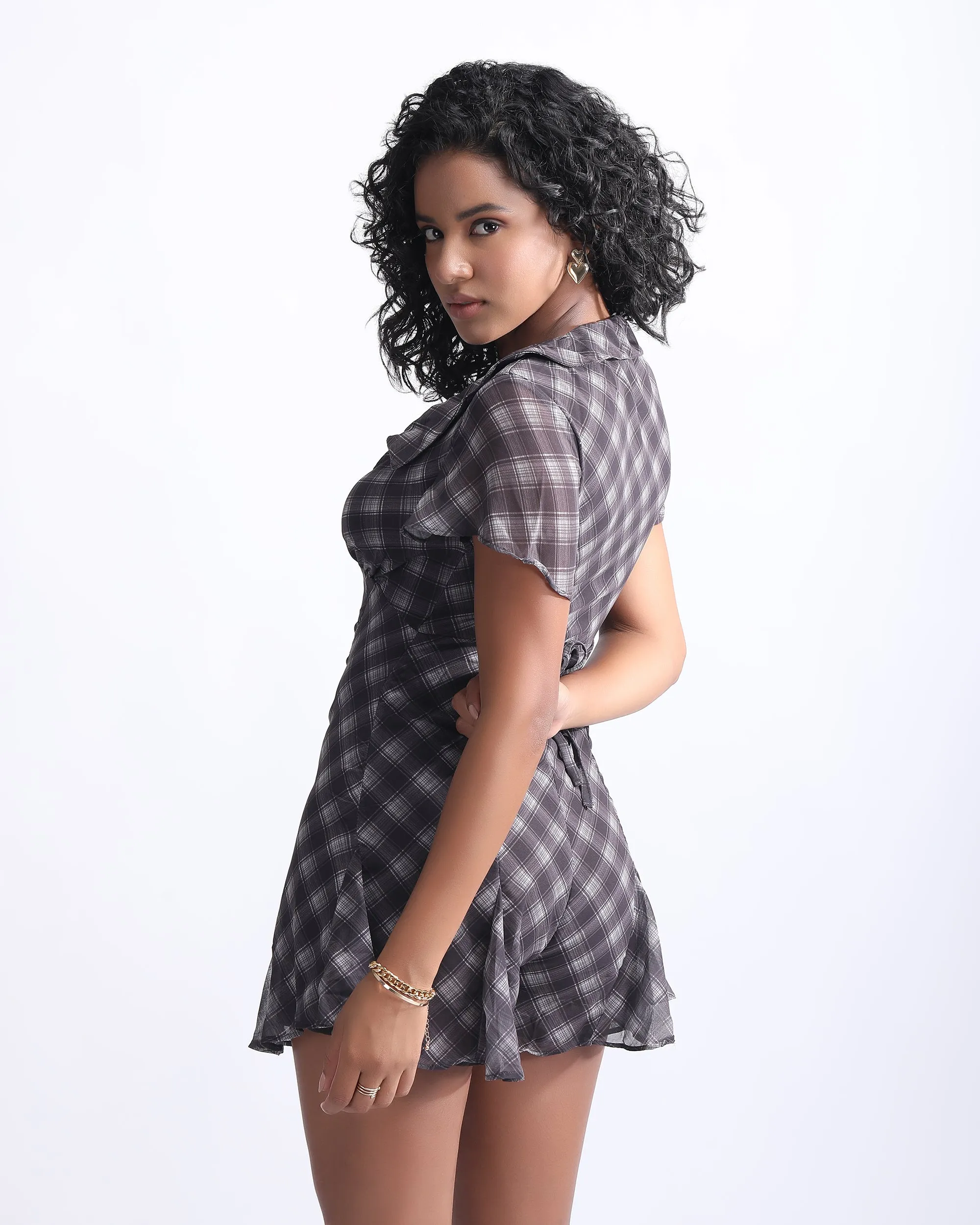 CHECKERED BUTTON UP ROMPER