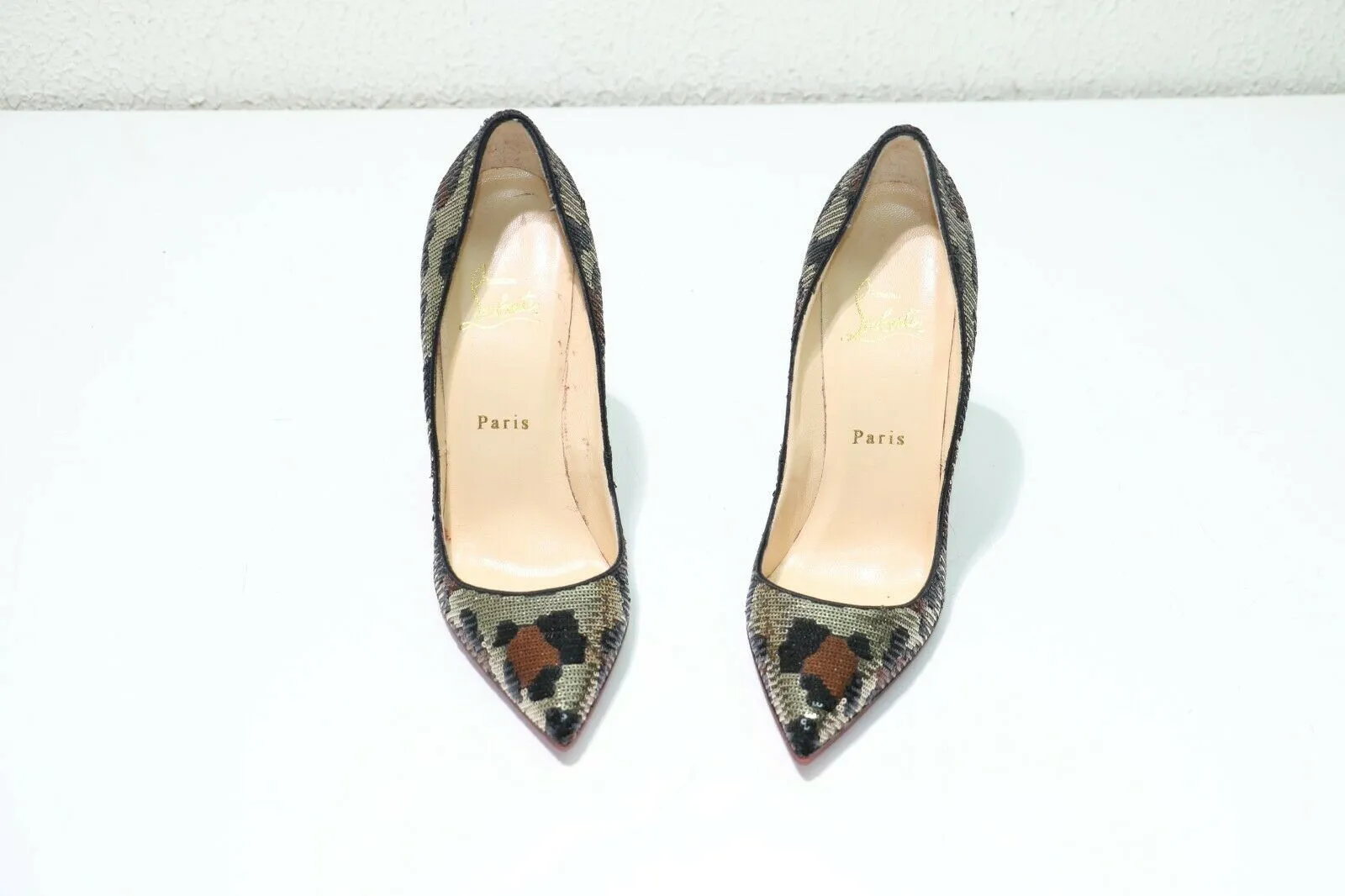 Christian Louboutin Pigalle 120mm Leopard Print Sequined Size 36.5(EUR) Pumps