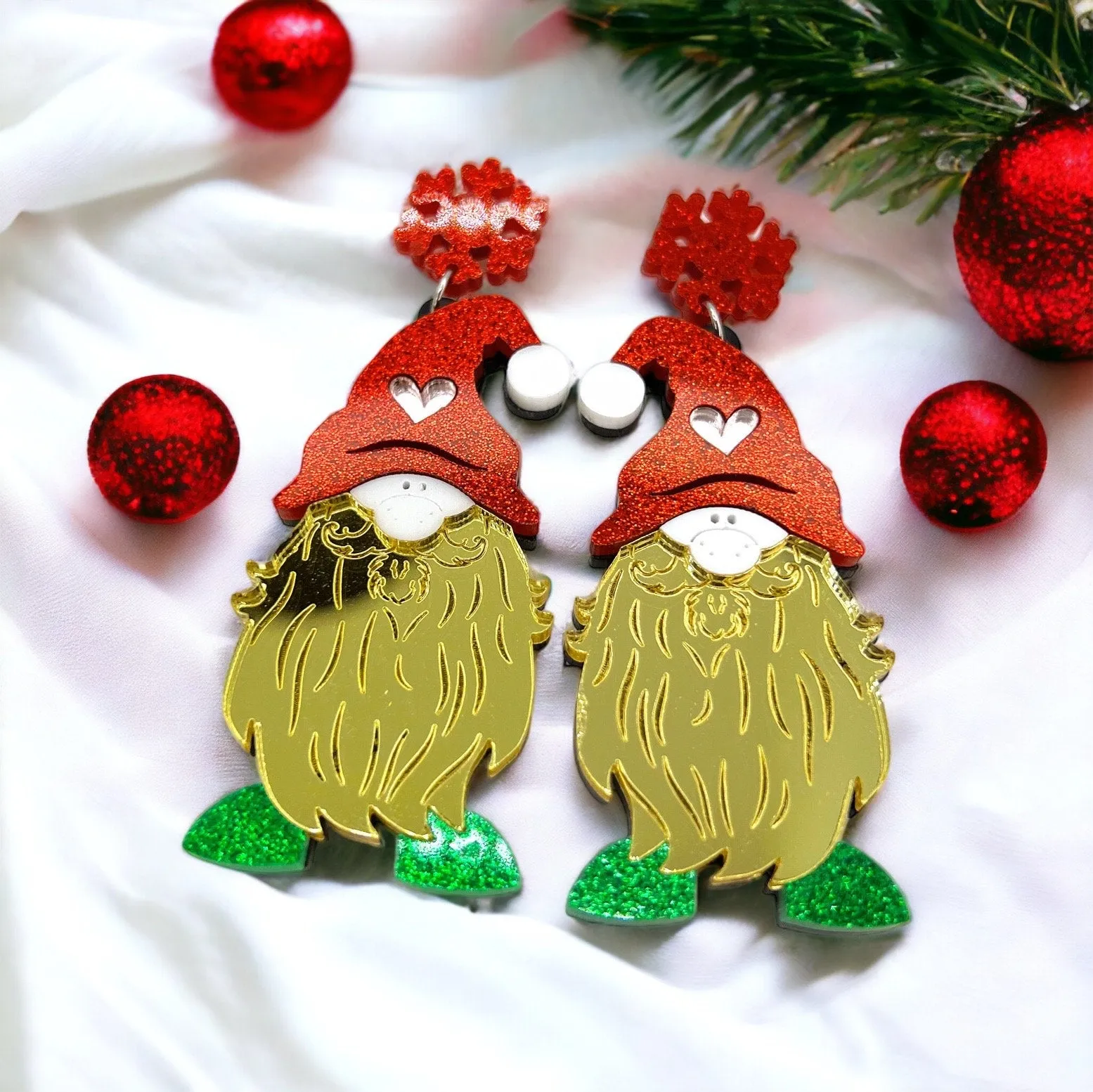 Christmas Gnome Earrings, Christmas Gnome, Christmas Earrings, Christmas Jewelry, Santa, Handmade Earrings, Holiday Gnome, Garden Gnome