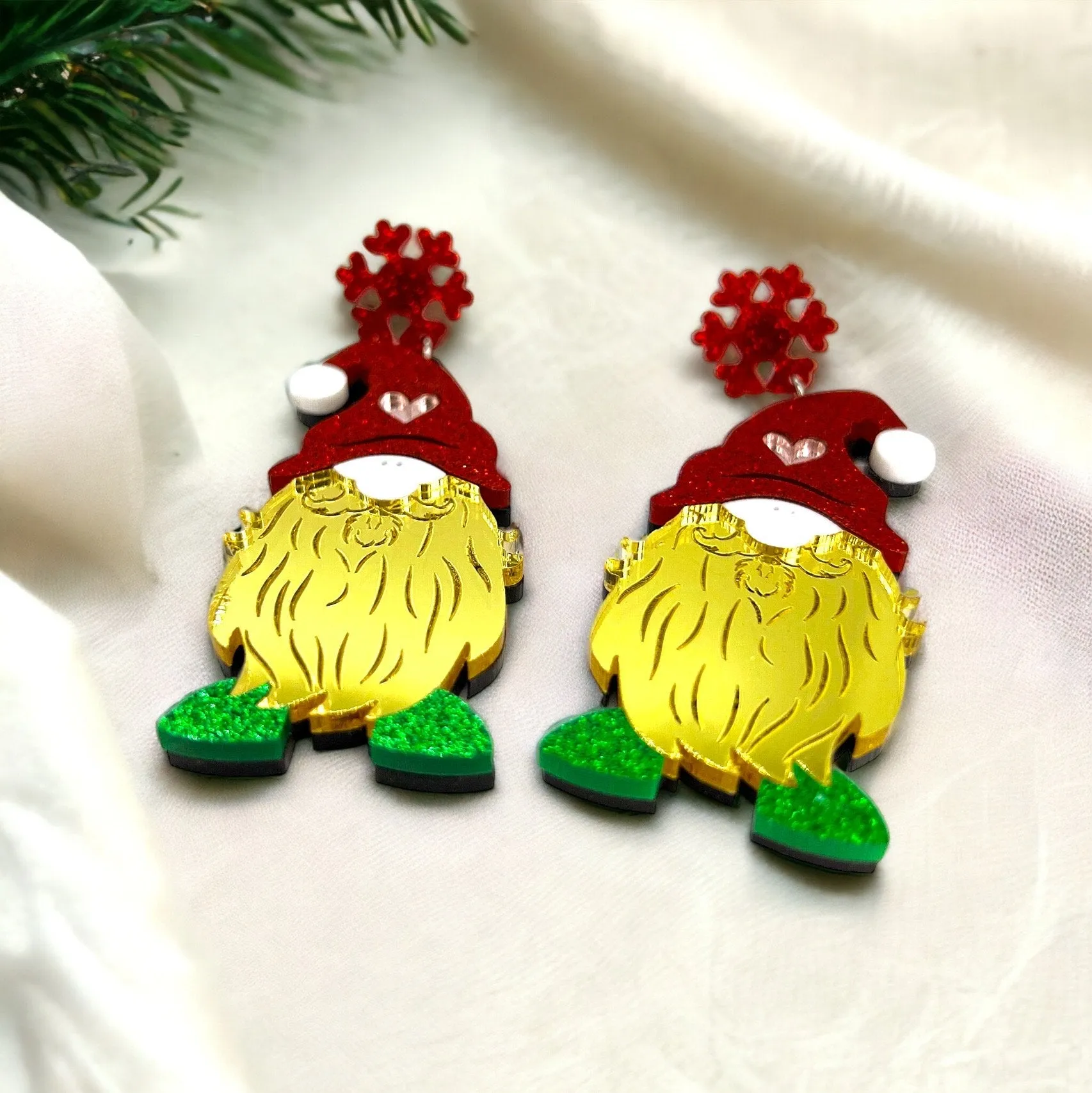 Christmas Gnome Earrings, Christmas Gnome, Christmas Earrings, Christmas Jewelry, Santa, Handmade Earrings, Holiday Gnome, Garden Gnome