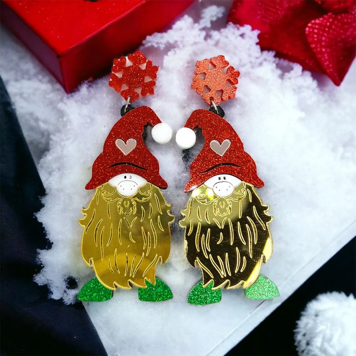Christmas Gnome Earrings, Christmas Gnome, Christmas Earrings, Christmas Jewelry, Santa, Handmade Earrings, Holiday Gnome, Garden Gnome