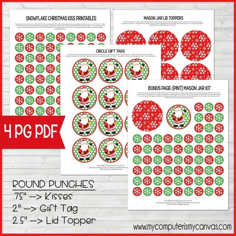 Christmas KISS PRINTABLES {Snowflake Edition}