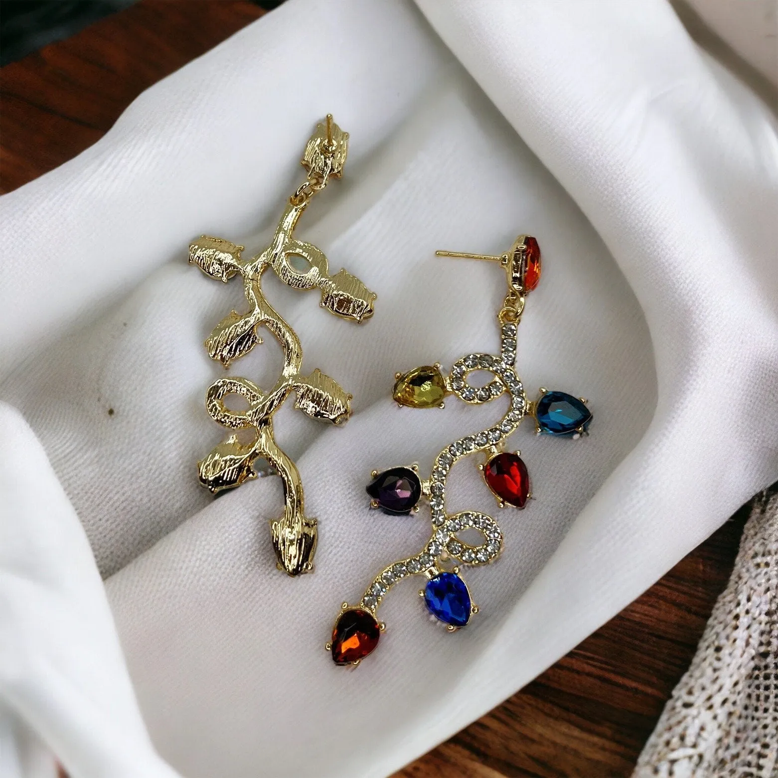 Christmas Lights Earrings - Christmas Earrings, Rhinestone Christmas, Christmas Jewelry, Christmas Jewelry, Handmade Earrings, Twinkle Light