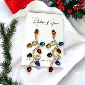 Christmas Lights Earrings - Christmas Earrings, Rhinestone Christmas, Christmas Jewelry, Christmas Jewelry, Handmade Earrings, Twinkle Light