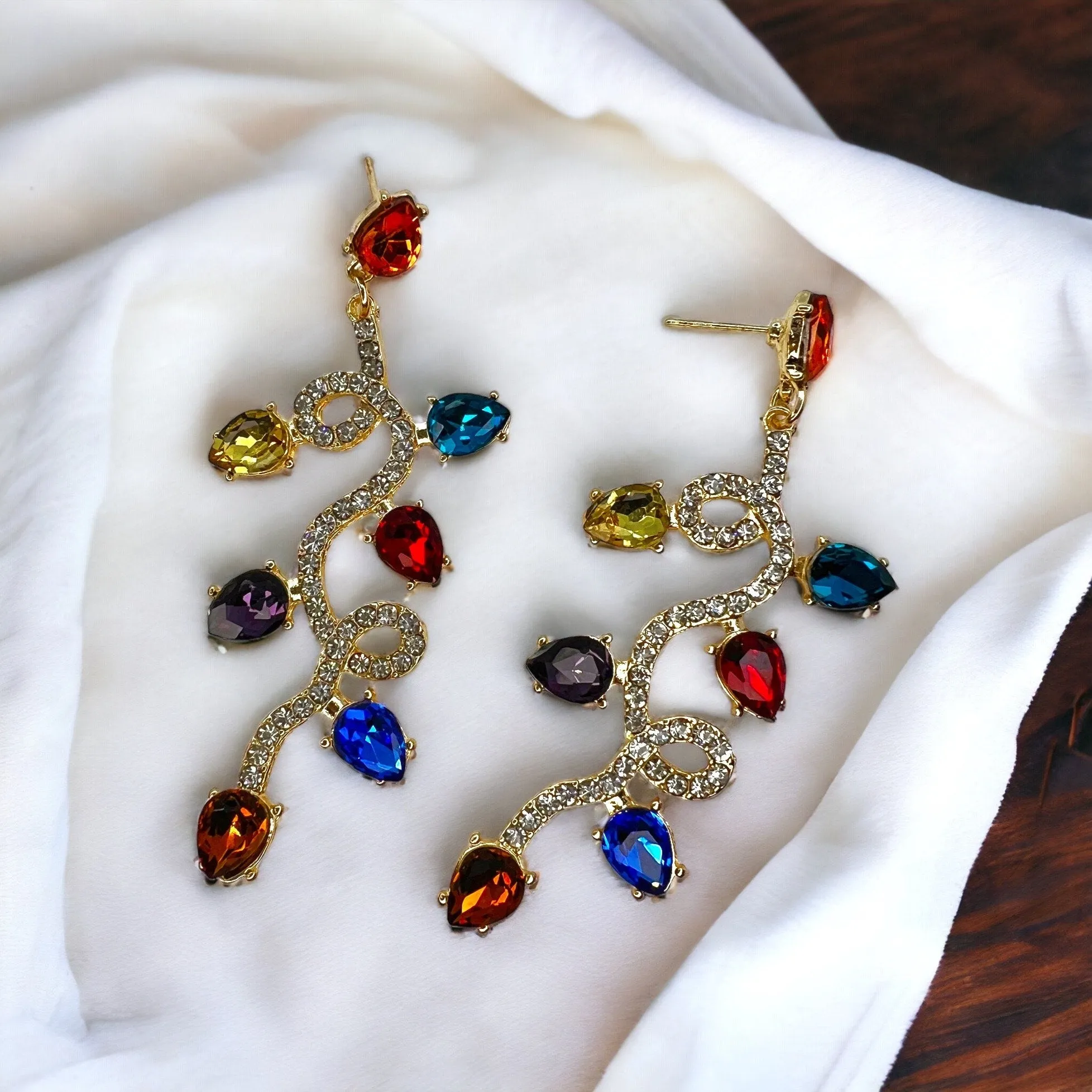 Christmas Lights Earrings - Christmas Earrings, Rhinestone Christmas, Christmas Jewelry, Christmas Jewelry, Handmade Earrings, Twinkle Light
