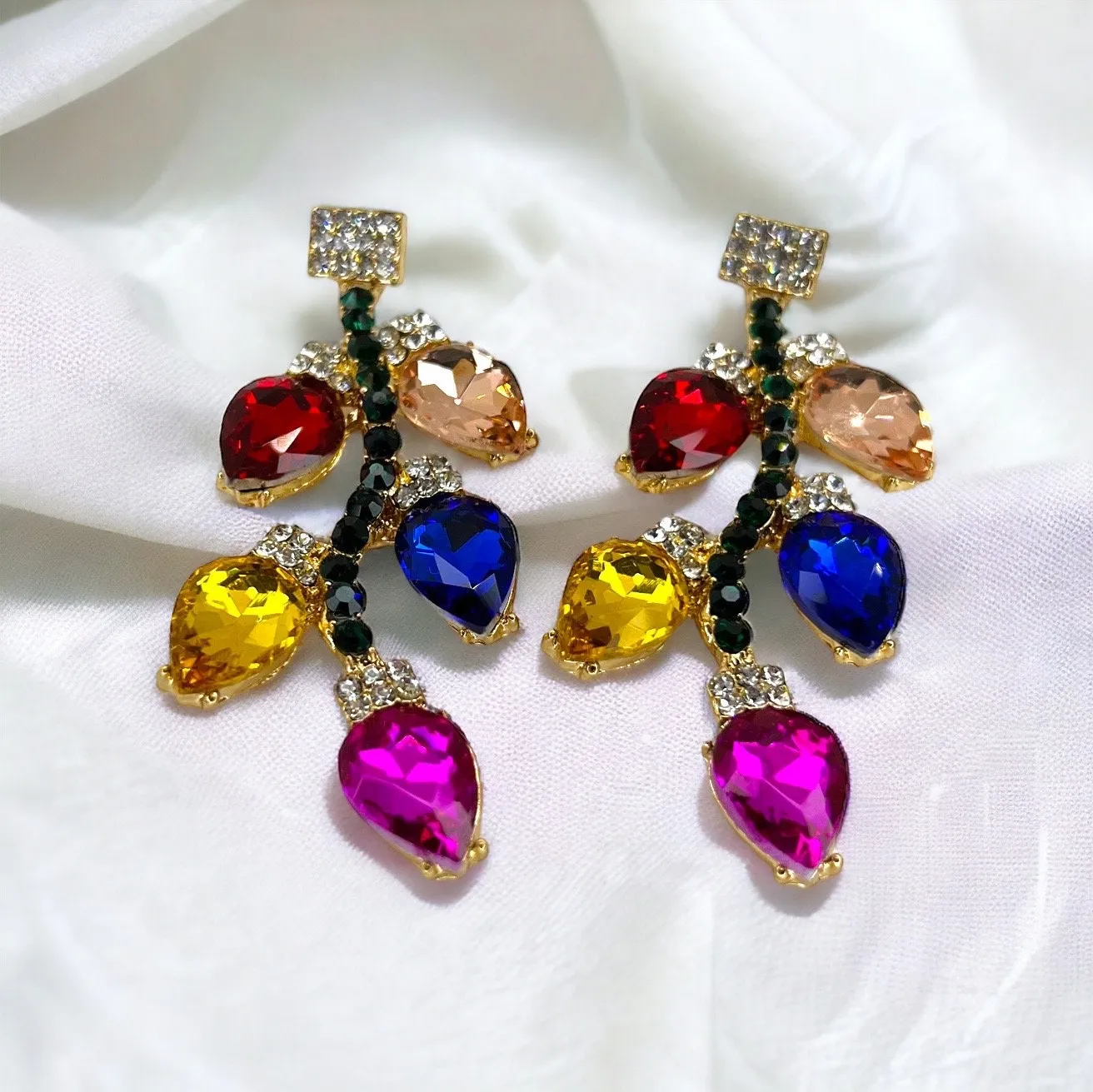 Christmas Lights Earrings - Christmas Earrings, Rhinestone Christmas, Christmas Jewelry, Christmas Jewelry, Handmade Earrings, Twinkle Light