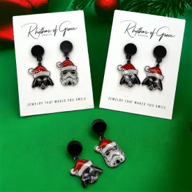 Christmas Star Wars Earrings - Santa Hat, Christmas Earrings, Christmas Jewelry, Science Fiction, Handmade Earrings