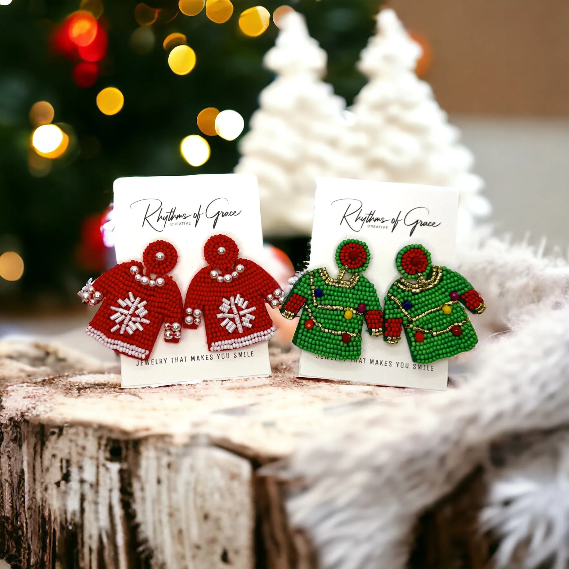 Christmas Sweater Earrings - Christmas Earrings, Merry Christmas Ya Filthy Animal, Christmas Jewelry, Handmade Earrings, Ugly Christmas Sweater