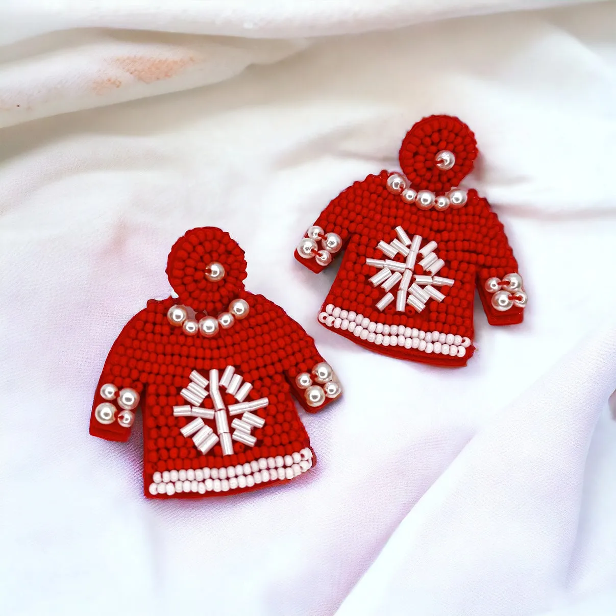 Christmas Sweater Earrings - Christmas Earrings, Merry Christmas Ya Filthy Animal, Christmas Jewelry, Handmade Earrings, Ugly Christmas Sweater