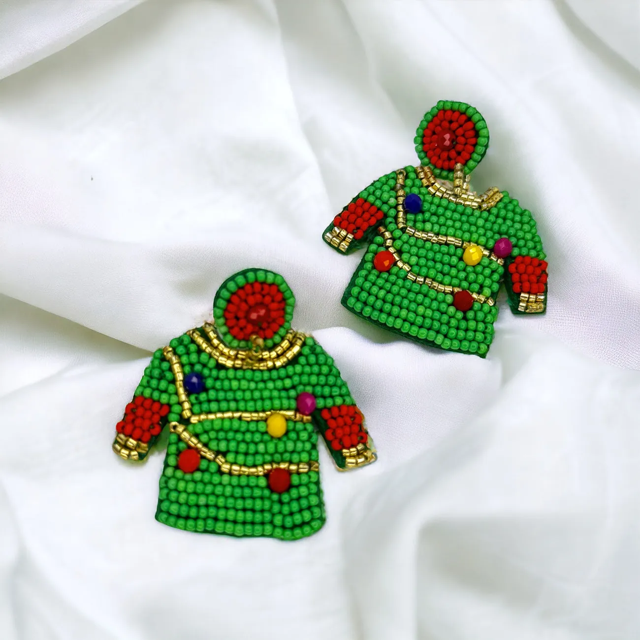 Christmas Sweater Earrings - Christmas Earrings, Merry Christmas Ya Filthy Animal, Christmas Jewelry, Handmade Earrings, Ugly Christmas Sweater