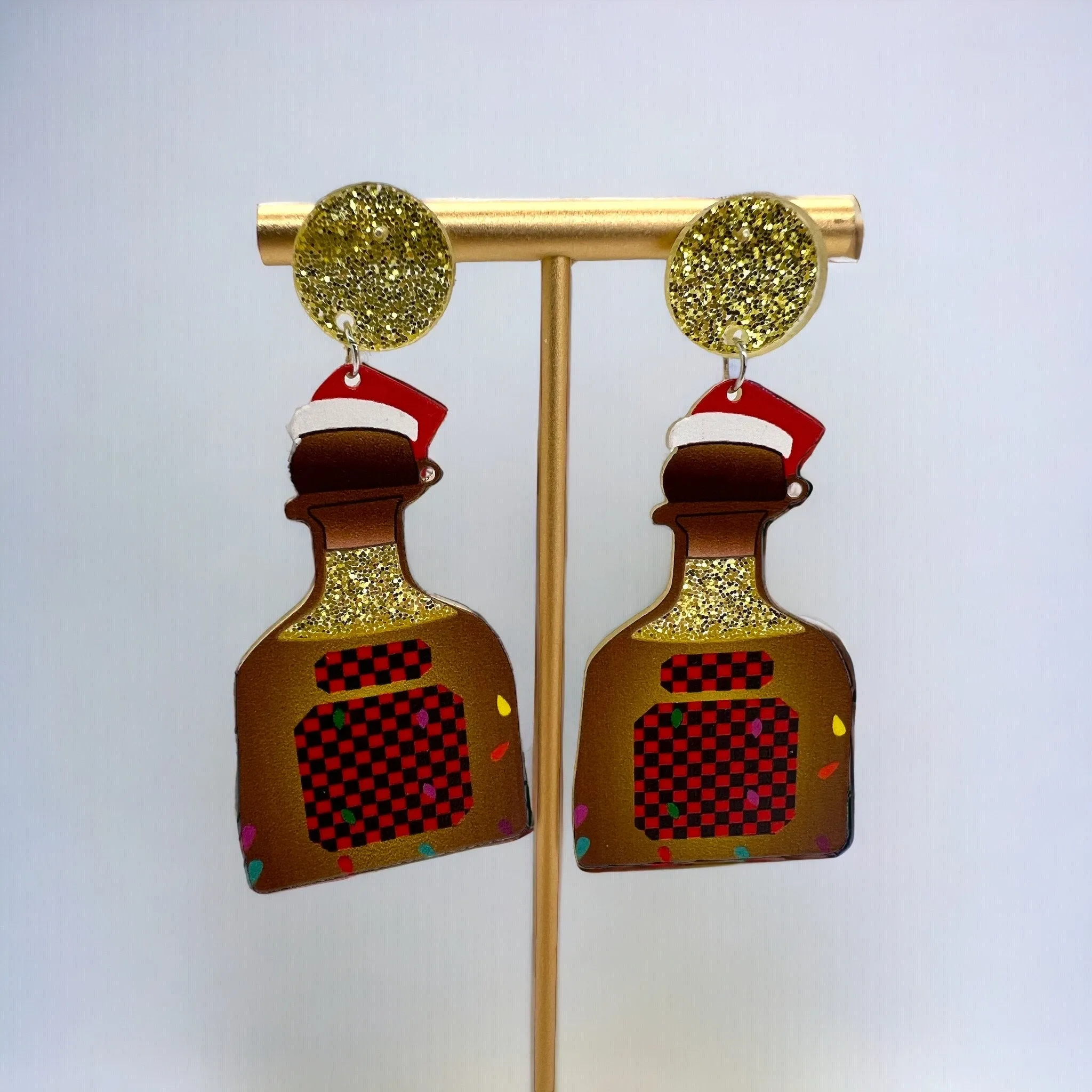 Christmas Tequila Earrings - Christmas Accessories, Christmas Earrings, Tequila Bottle, Patrón Earrings, Festive Accessories, Happy Hour