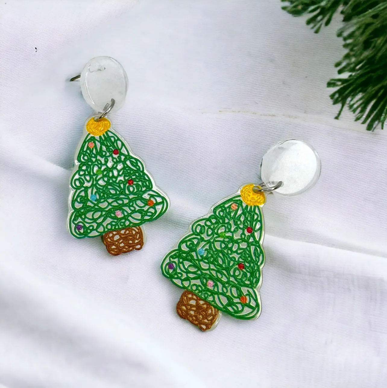 Christmas Tree Earrings - Christmas Earrings, Rhinestone Christmas, Christmas Jewelry, Christmas Jewelry, Handmade Earrings, Glitter Trees