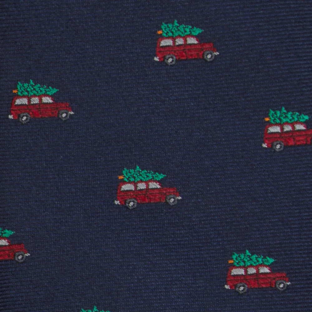 Navy Blue Holiday-Themed Necktie Perfect for Christmas Vacation