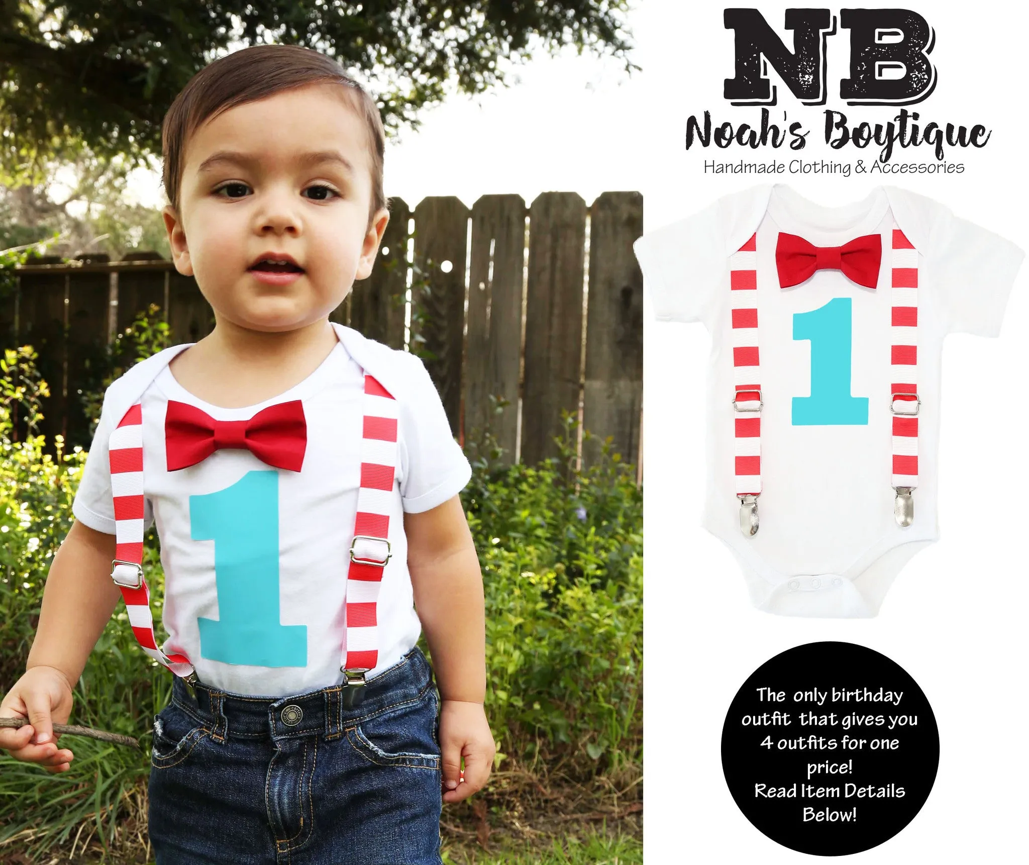 Circus First Birthday Outfit Baby Boy Carnival Theme Red White Aqua