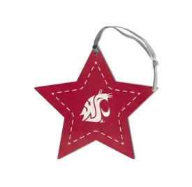 Crimson WSU Wood Star Christmas Ornament