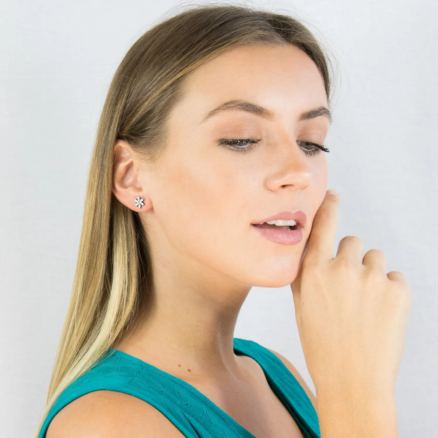 Crystal Snowflake Stud Earrings