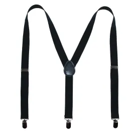 CTM® Elastic Solid Navy Clip-End Suspenders