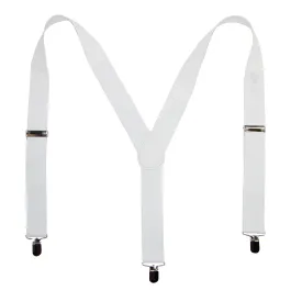 CTM® Elastic Solid White Clip-End Suspenders